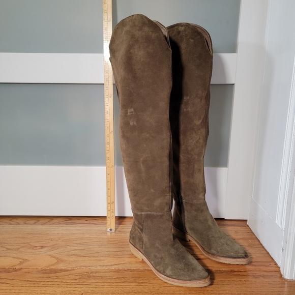 Free People Banks Over The Knee Boots Slouch Suede Green Size 38 - Picture 4 of 17